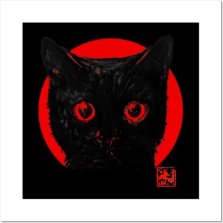 cat face in red Posters and Art